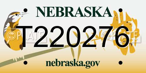 T220276 Nebraska License Plate