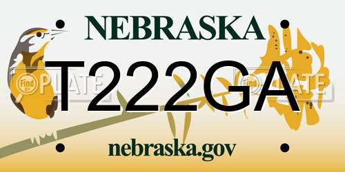 T222GA Nebraska License Plate