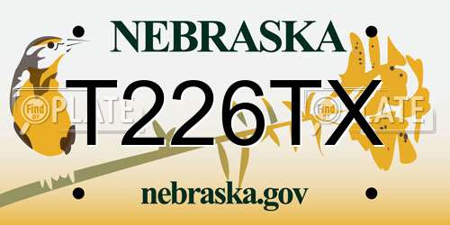 T226TX Nebraska License Plate
