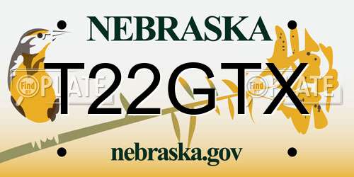 T22GTX Nebraska License Plate