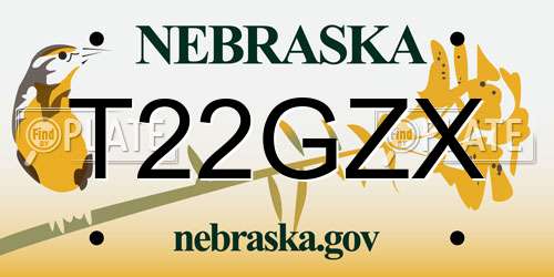 T22GZX Nebraska License Plate