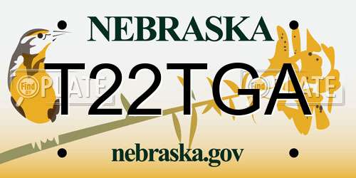 T22TGA Nebraska License Plate
