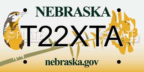 T22XTA Nebraska License Plate