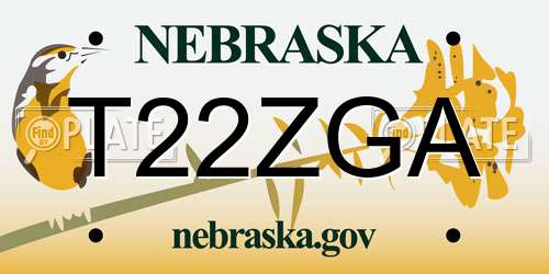 T22ZGA Nebraska License Plate