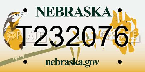 T232076 Nebraska License Plate