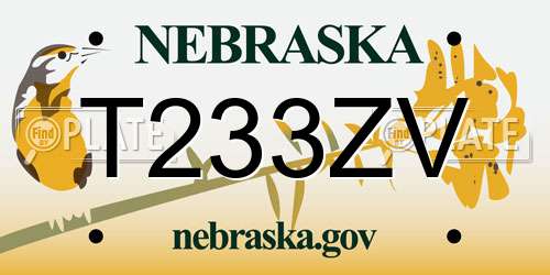 T233ZV Nebraska License Plate