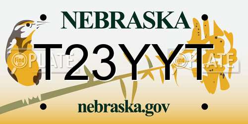 T23YYT Nebraska License Plate
