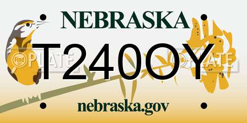 T240OY Nebraska License Plate