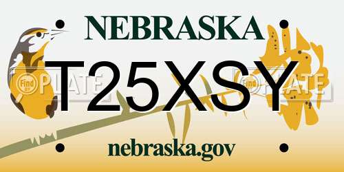 T25XSY Nebraska License Plate