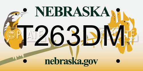 T263DM Nebraska License Plate
