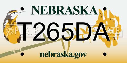 T265DA Nebraska License Plate