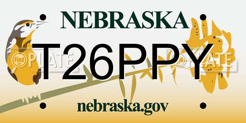 T26PPY Nebraska License Plate