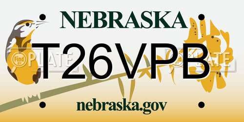 T26VPB Nebraska License Plate