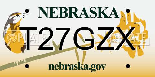T27GZX Nebraska License Plate