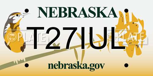 T27IUL Nebraska License Plate