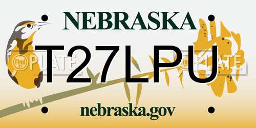 T27LPU Nebraska License Plate