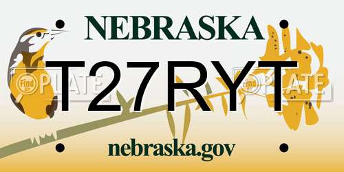 T27RYT Nebraska License Plate