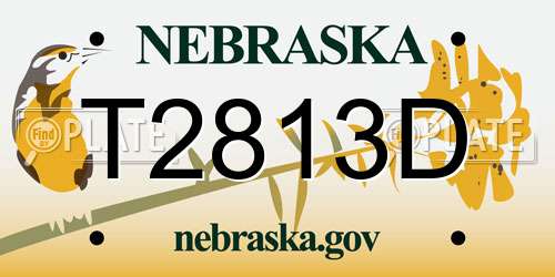 T2813D Nebraska License Plate