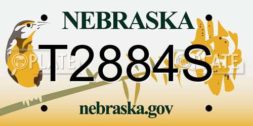 T2884S Nebraska License Plate