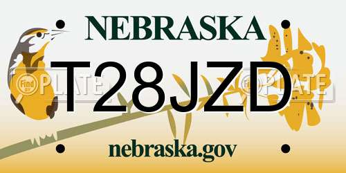 T28JZD Nebraska License Plate