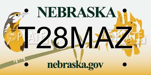 T28MAZ Nebraska License Plate
