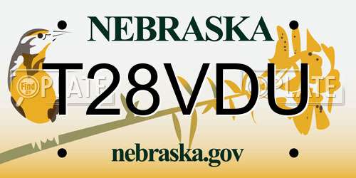 T28VDU Nebraska License Plate