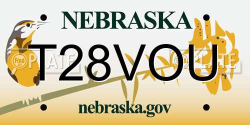 T28VOU Nebraska License Plate