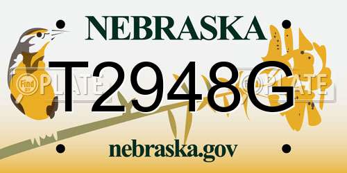T2948G Nebraska License Plate