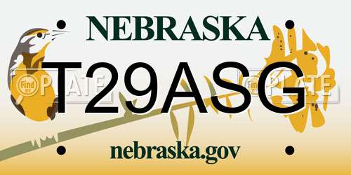 T29ASG Nebraska License Plate