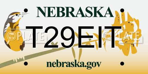 T29EIT Nebraska License Plate