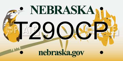 T29OCP Nebraska License Plate