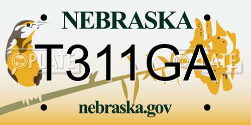 T311GA Nebraska License Plate