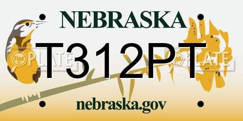 T312PT Nebraska License Plate