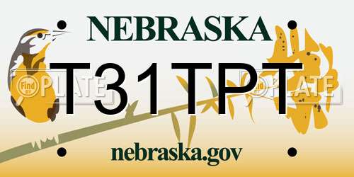 T31TPT Nebraska License Plate