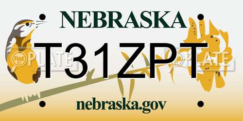 T31ZPT Nebraska License Plate