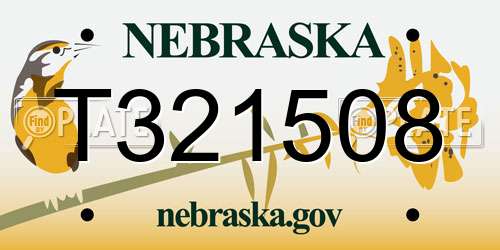 T321508 Nebraska License Plate