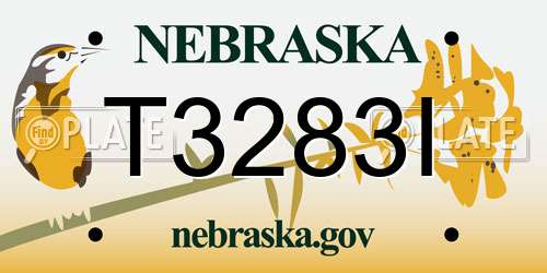 T3283I Nebraska License Plate