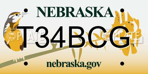 T34BCG Nebraska License Plate