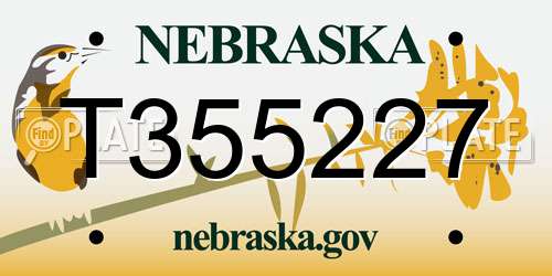 T355227 Nebraska License Plate