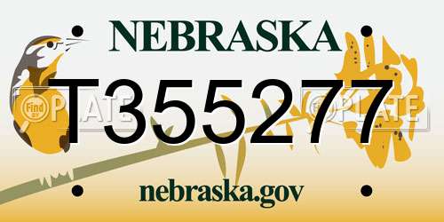 T355277 Nebraska License Plate