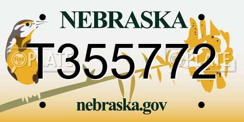 T355772 Nebraska License Plate