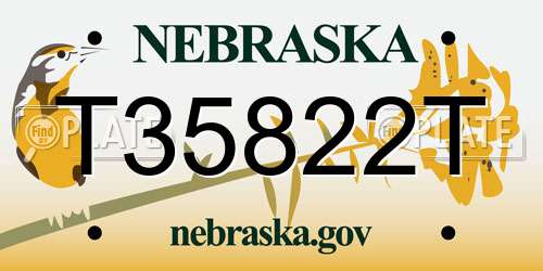 T35822T Nebraska License Plate