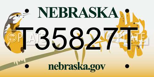 T35827T Nebraska License Plate