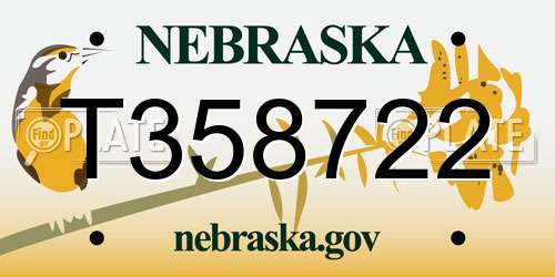 T358722 Nebraska License Plate
