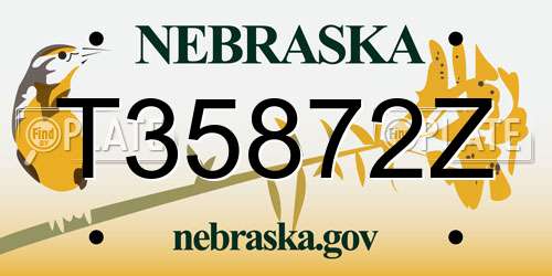 T35872Z Nebraska License Plate