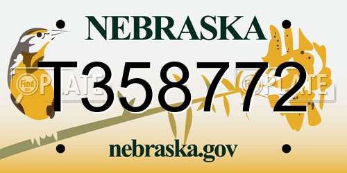 T358772 Nebraska License Plate