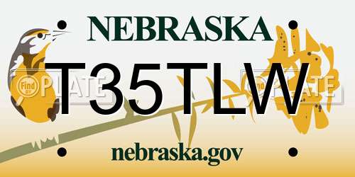 T35TLW Nebraska License Plate