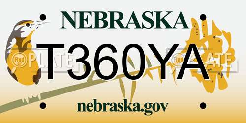T360YA Nebraska License Plate