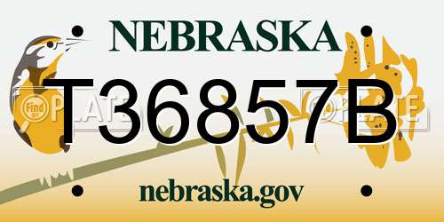 T36857B Nebraska License Plate
