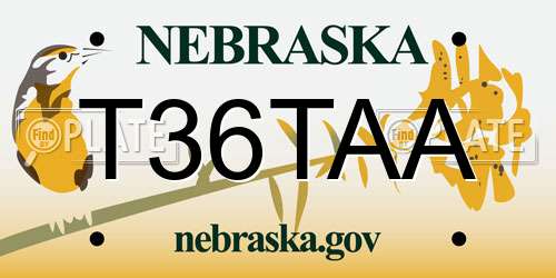 T36TAA Nebraska License Plate